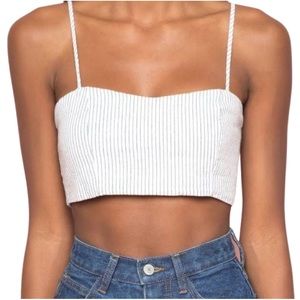 Brandy Melville White Grey Stripe Bralette Crop Top